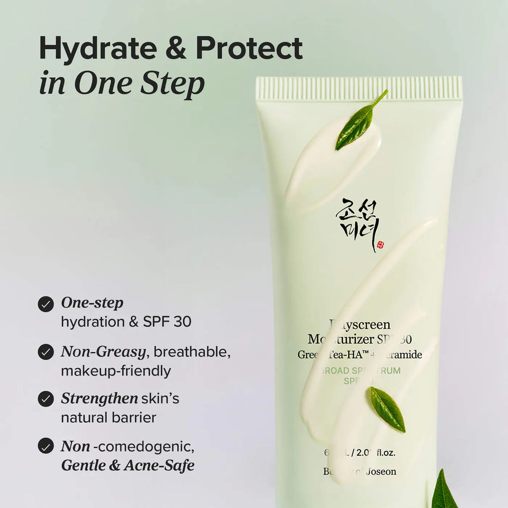 Belleza de Joseon  Dayscreen 2 en 1 SPF 30 Hidratante con Té Verde-HA + Ceramidas