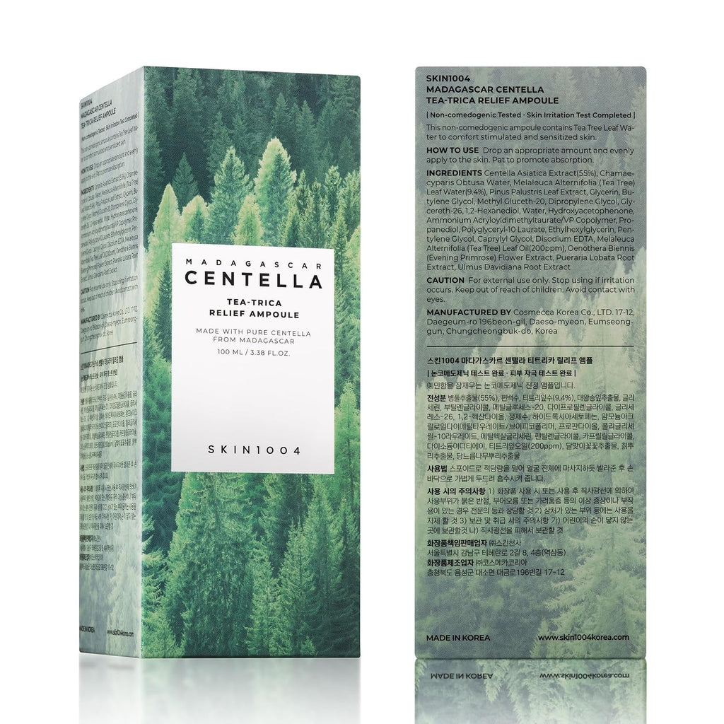 SKIN1004 Tea-Trica suero facial 100 ml -coreano con cica y árbol de té, suero facial con centella de Madagascar