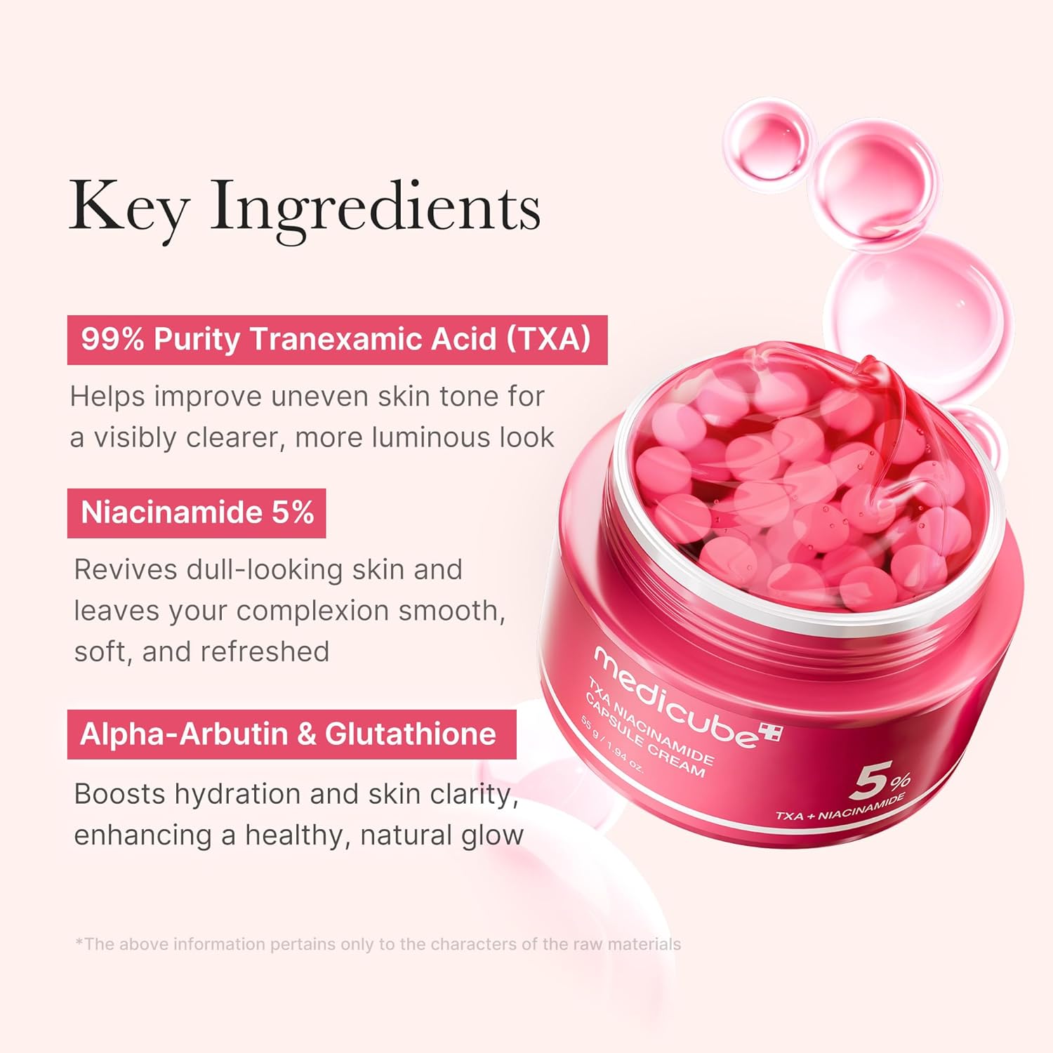 Medicube Crema cápsula con TXA + niacinamida | Hidratante de doble resplandor ideal para uso después del cuidado de manchas, tono de piel desigual